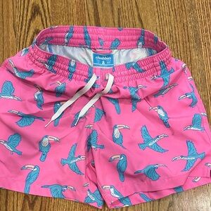 chubbies Pink Swim Shorts with Blue Toucan Print